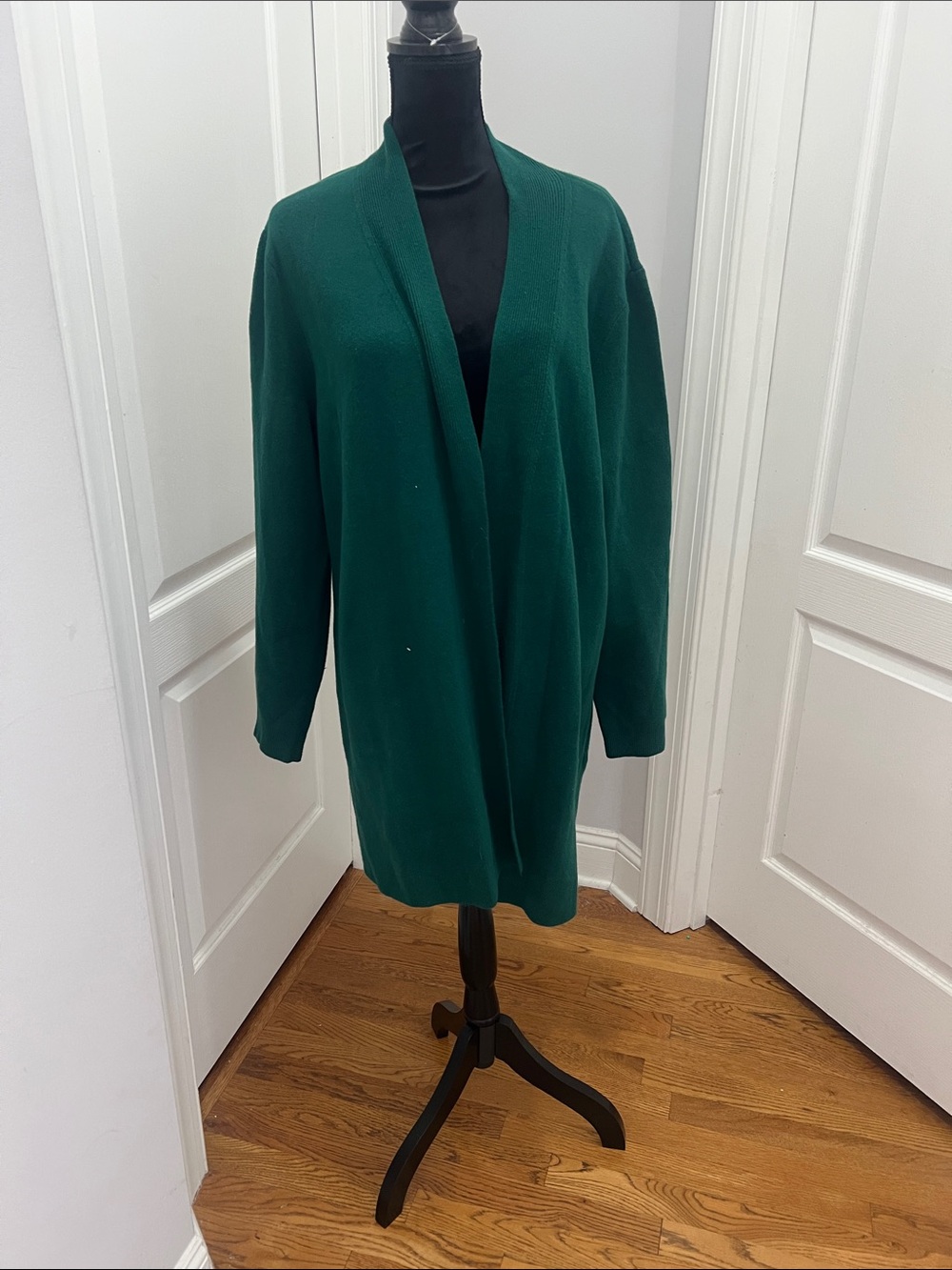J. Jill Teal Green Open Front Ribbed Shawl Collar Cardigan Sweater size XL